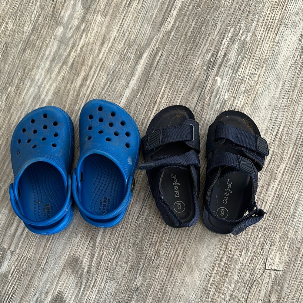 Blue and Black Kids Shoes Set